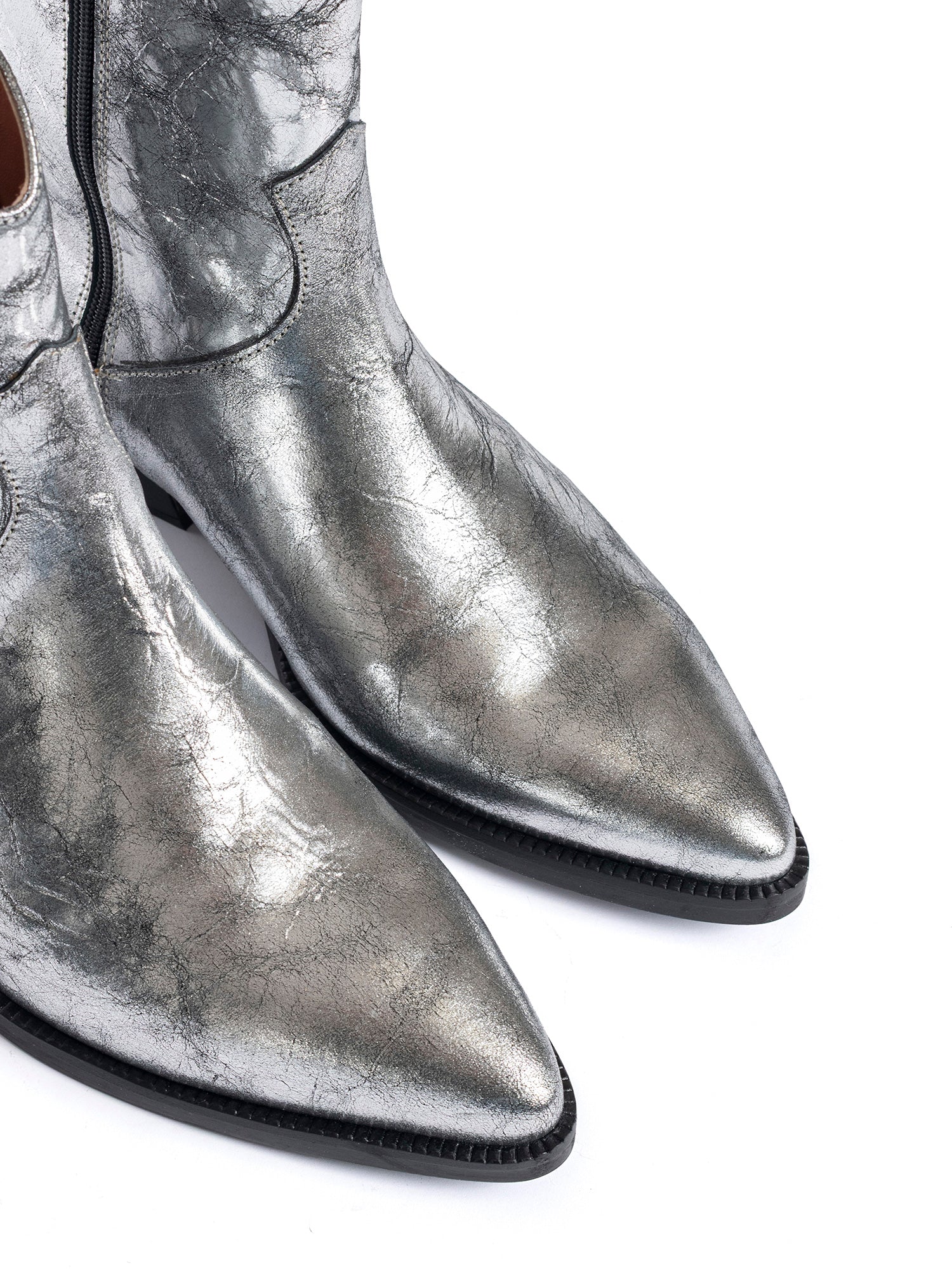 Tronchetti texani in laminato argento 2848