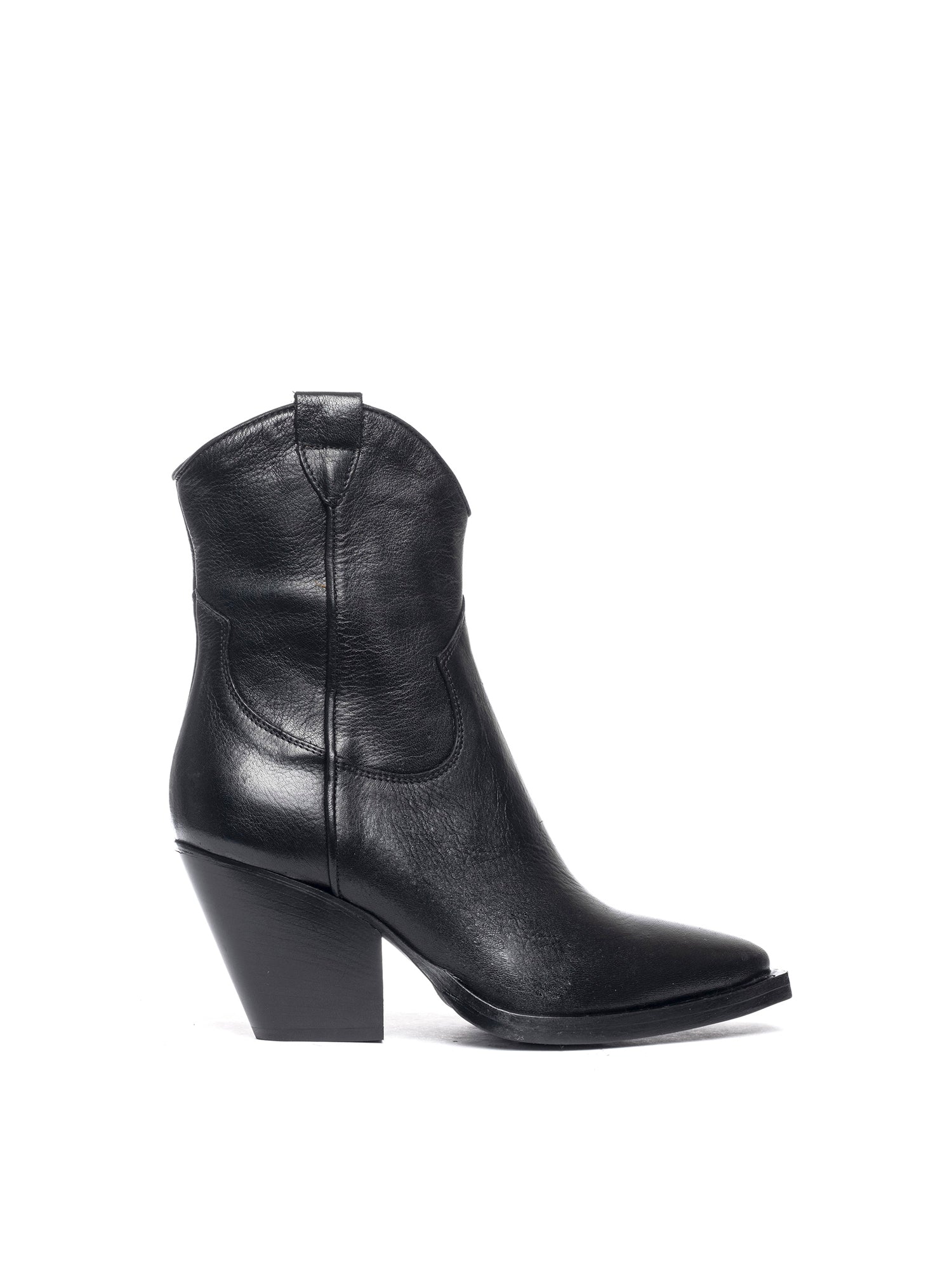 Tronchetti texani in vitello nero con borchie TX1