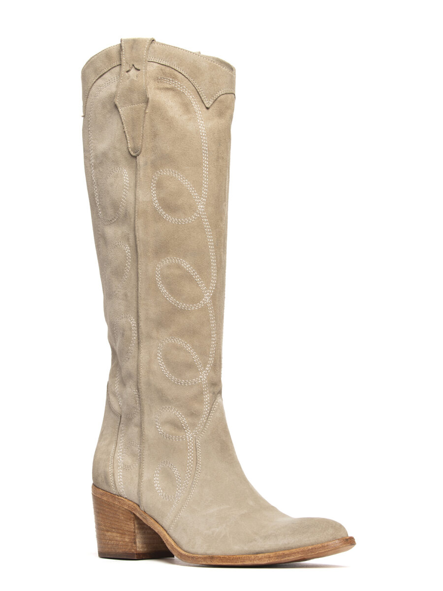 Stivali texani in camoscio beige 2719 - Image 3