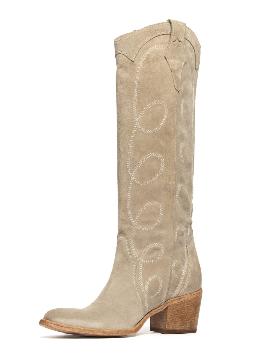 Stivali texani in camoscio beige 2719 - Image 4